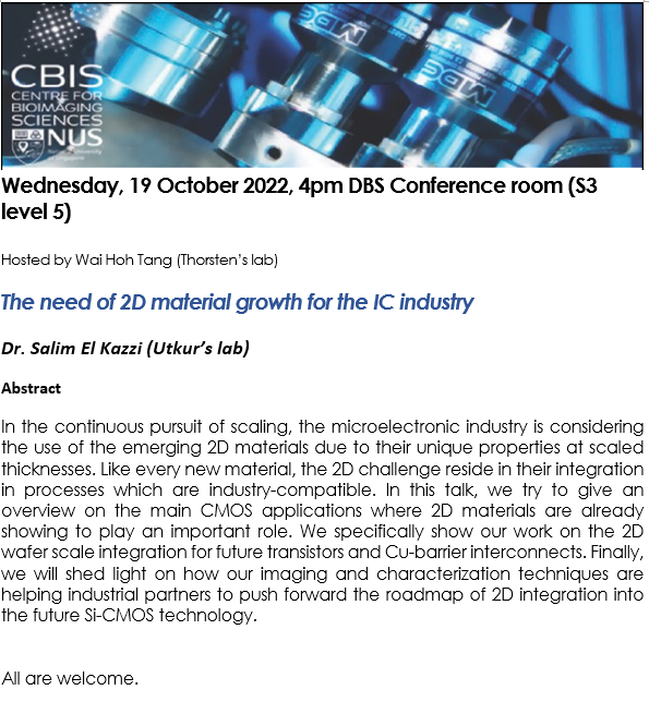 CBIS Seminar: The need of 2D material growth for the IC industry
