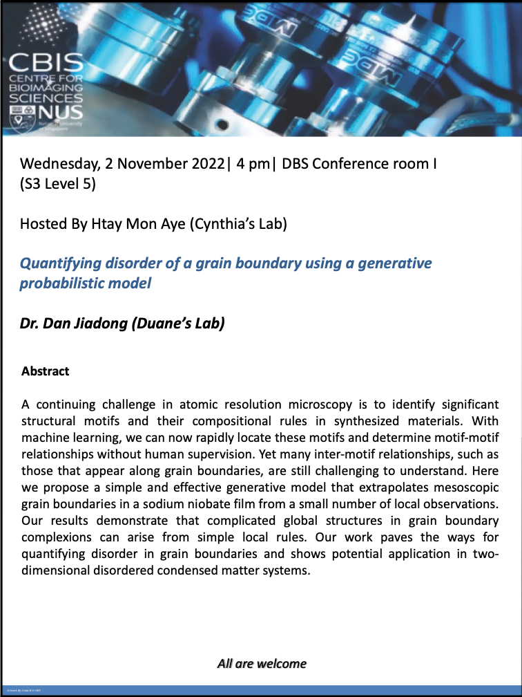 CBIS Seminar: Quantifying disorder of a grain boundary using a generative probabilistic model