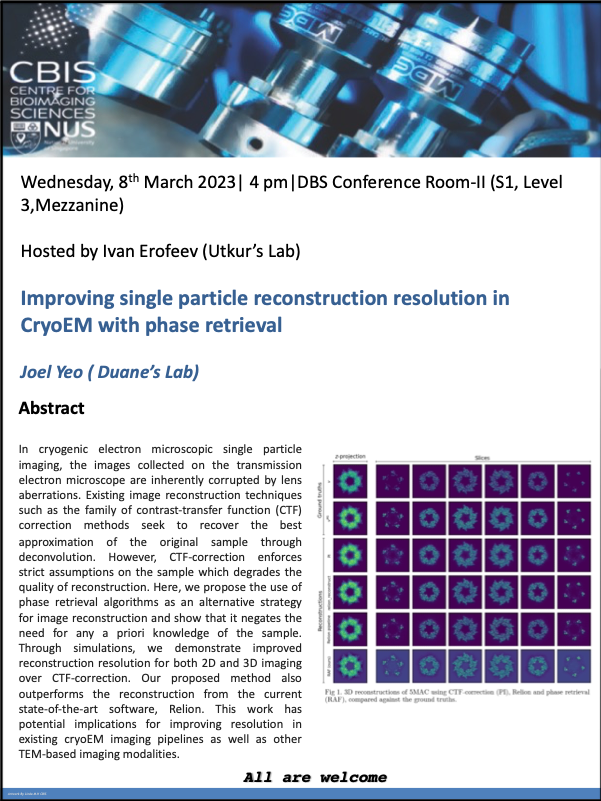 CBIS Seminar: Improving single particle reconstruction resolution in CryoEM with phase retrieval