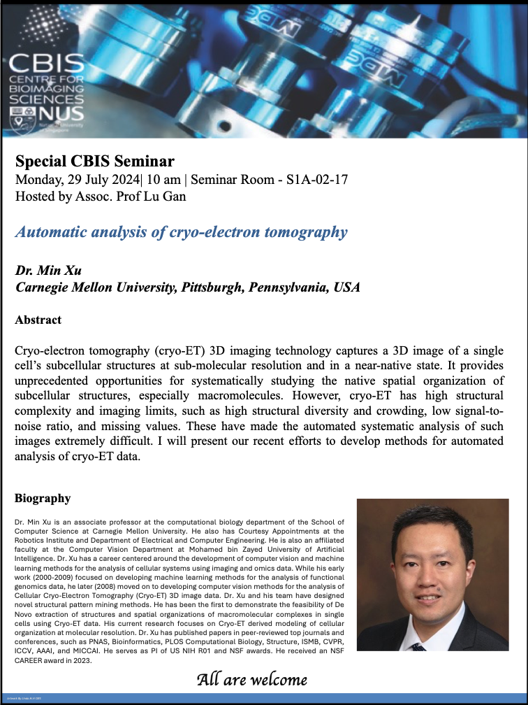 Special CBIS Seminar: Automatic analysis of cryo-electron tomography